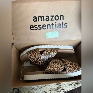 ⭐️PRICED TO SELL! ⭐️ Amazon Essentials Leopard Criss Cross Slides Sandals